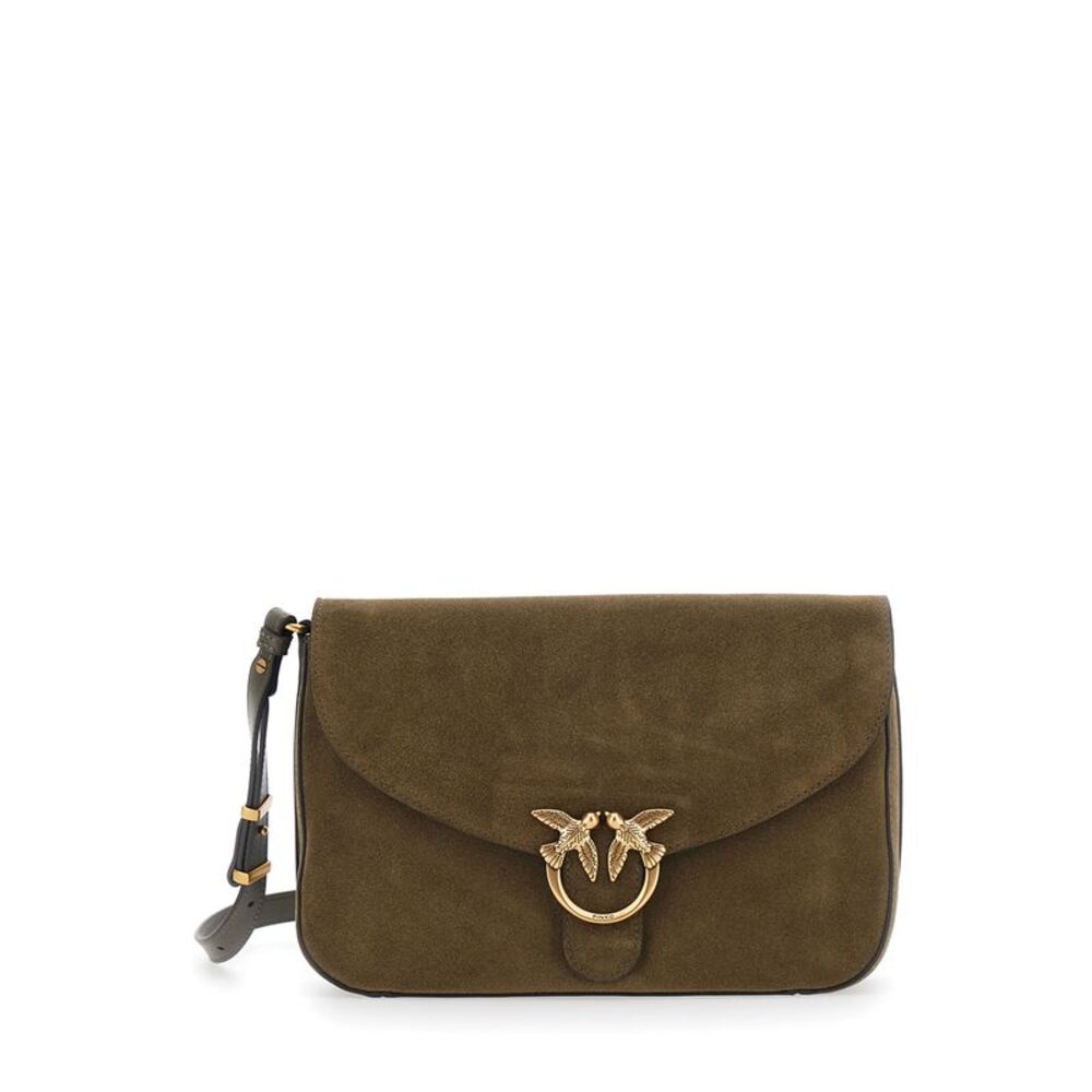 Pinko Women Shoulder Bag With Suede Details Green Women